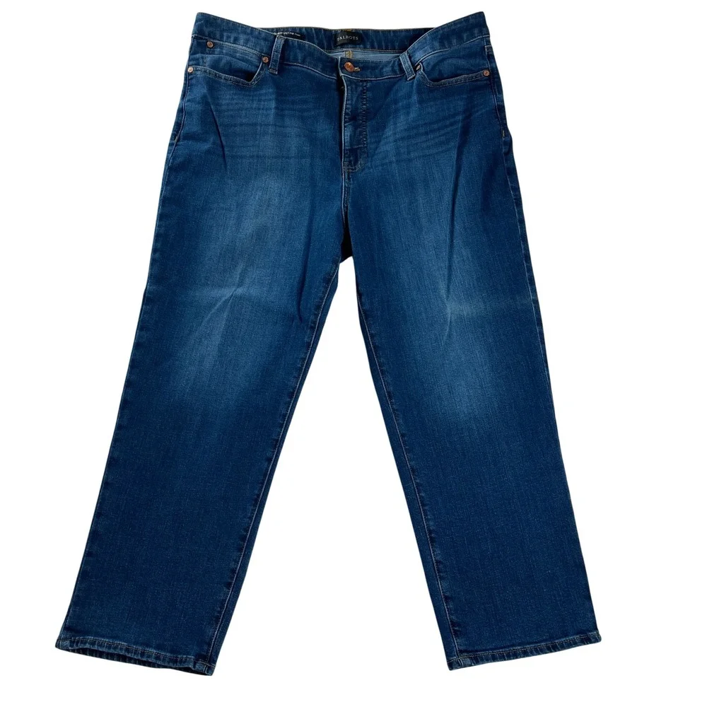 Talbots Straight Leg Crop Jeans Blue Denim Stretch Mid Rise Womens 16
